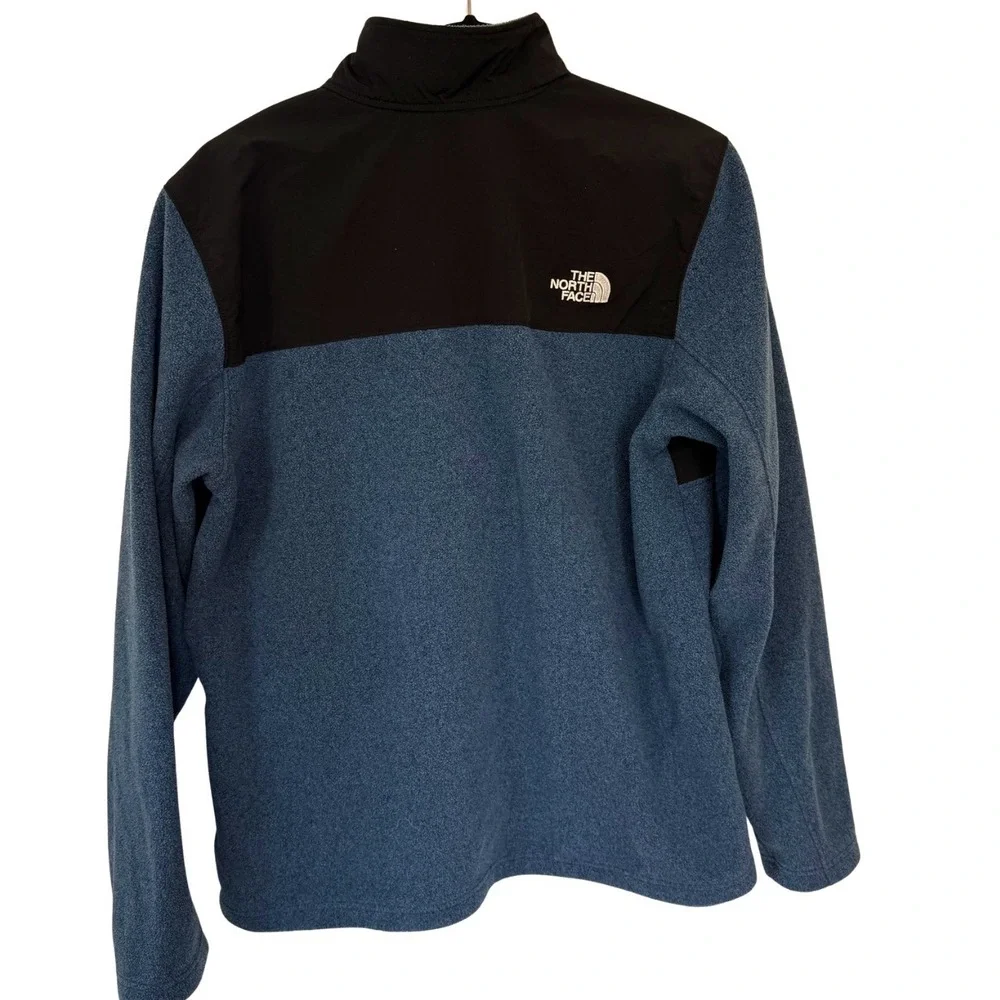 The North Face Mens Blue Heather Black Quarter Zip Denali Style Fleece Jacket L